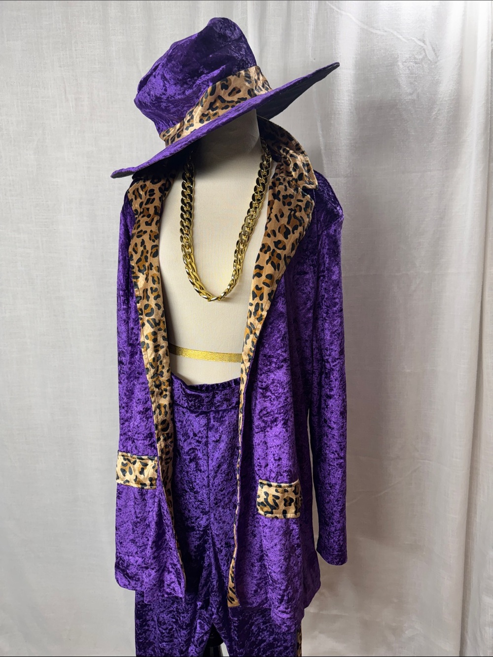 Spirit PIMPIN Purple Leopard Velvet Costume Set XXL Like New